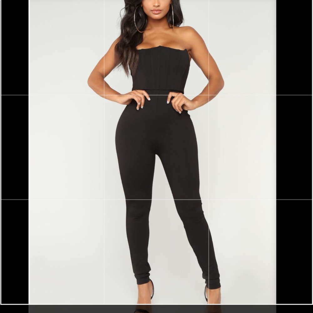 Black strapless romper